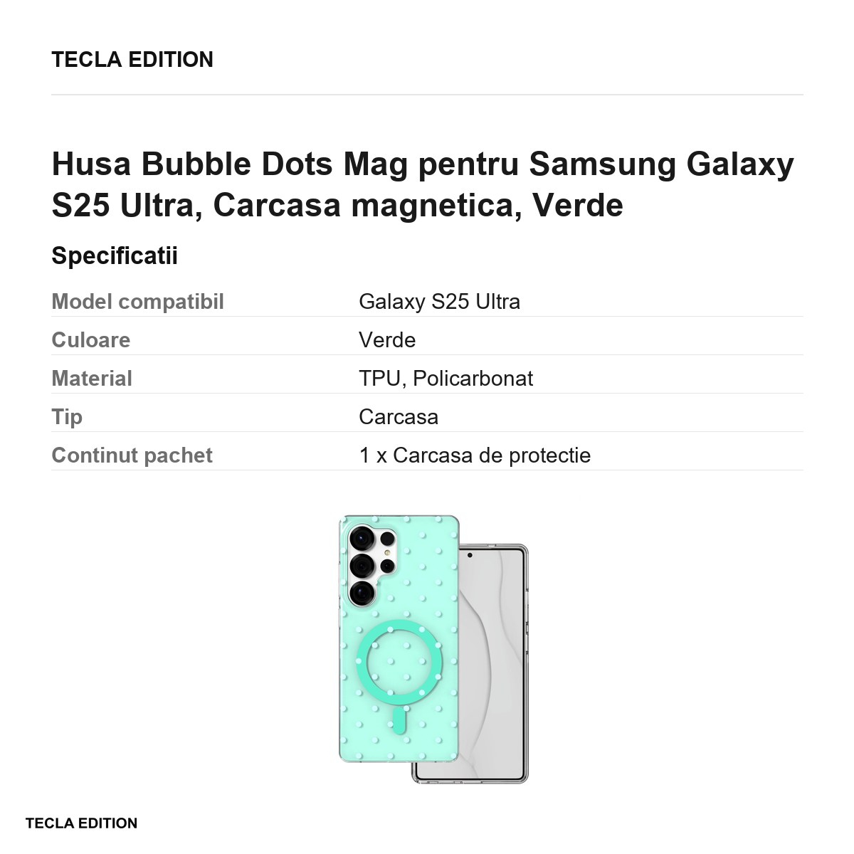Husa Bubble Dots Mag pentru Samsung Galaxy S25 Ultra, Carcasa magnetica, Verde [3]