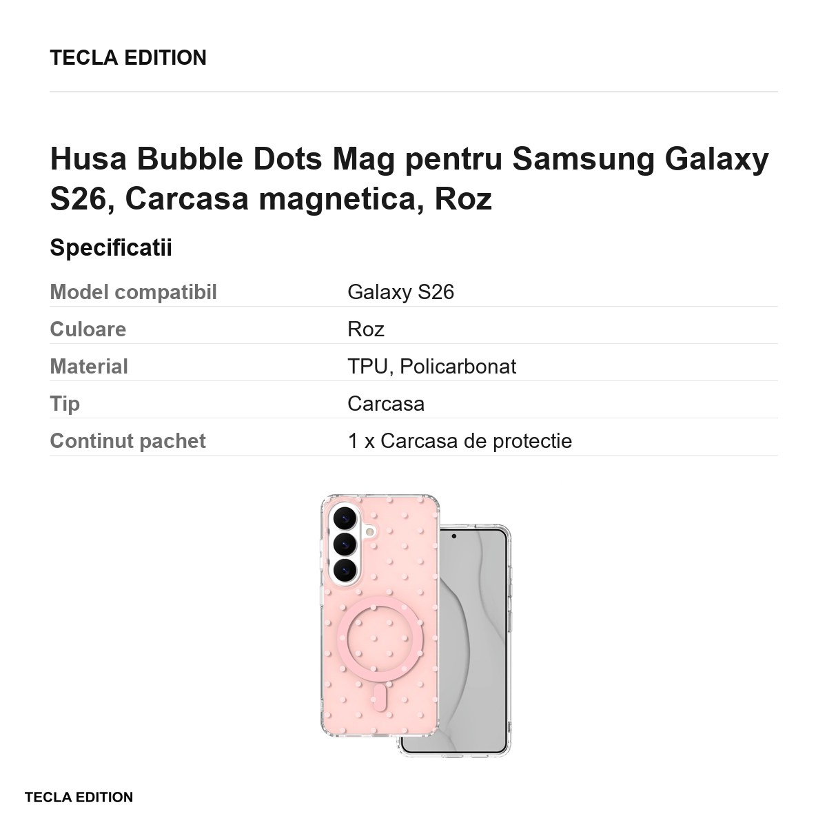 Husa Bubble Dots Mag pentru Samsung Galaxy S26, Carcasa magnetica, Roz [3]