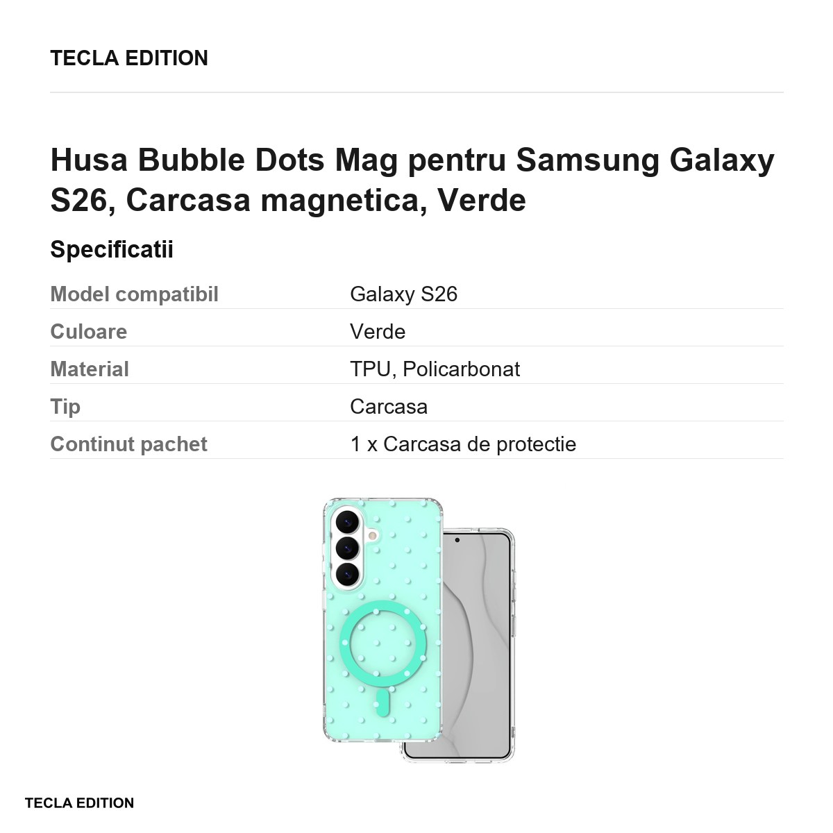 Husa Bubble Dots Mag pentru Samsung Galaxy S26, Carcasa magnetica, Verde [3]