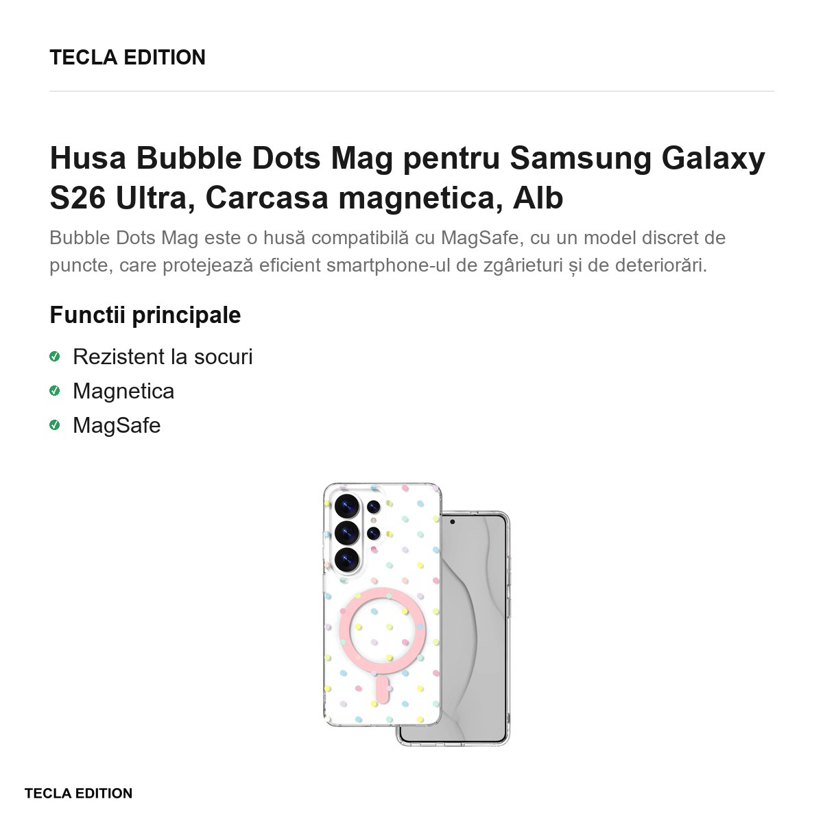 Husa Bubble Dots Mag pentru Samsung Galaxy S26 Ultra, Carcasa magnetica, Alb [2]