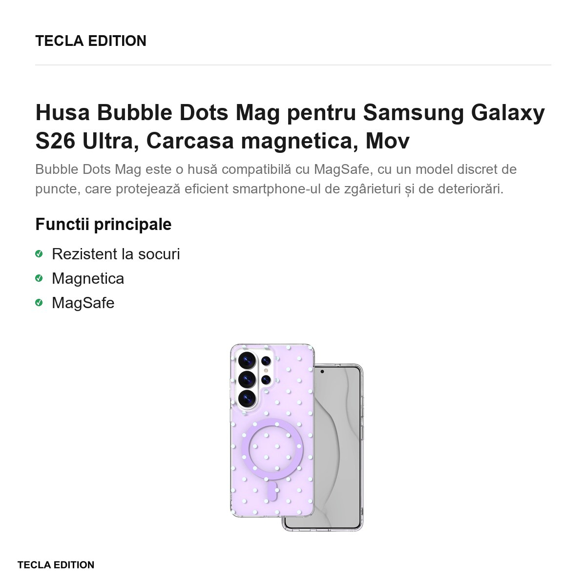 Husa Bubble Dots Mag pentru Samsung Galaxy S26 Ultra, Carcasa magnetica, Mov [2]