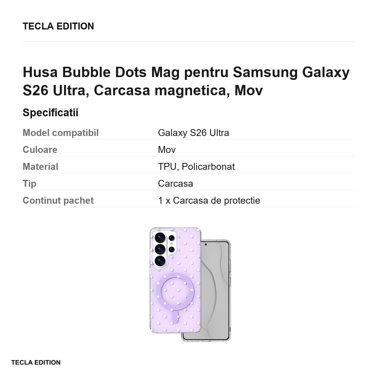 Husa Bubble Dots Mag pentru Samsung Galaxy S26 Ultra, Carcasa magnetica, Mov [3]