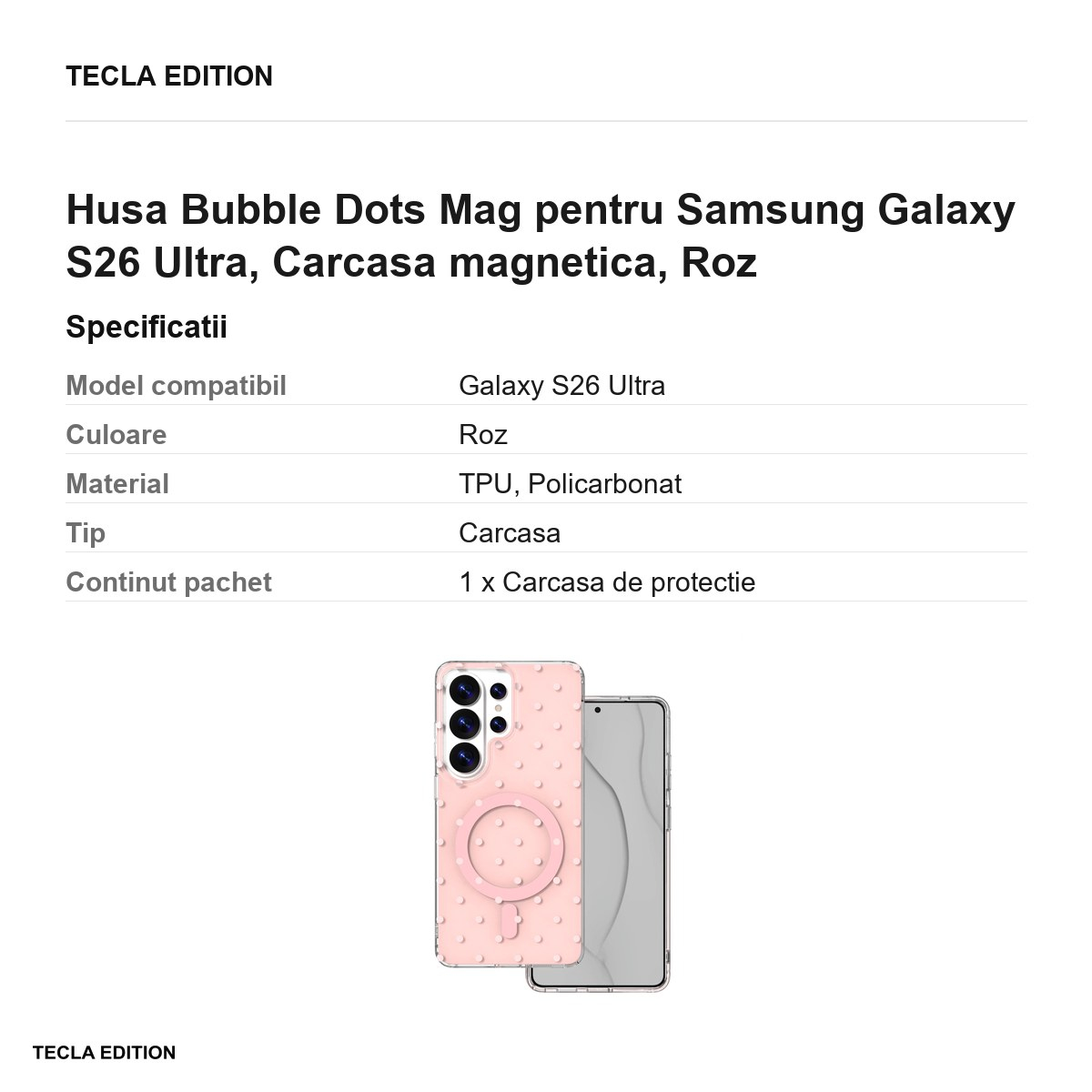 Husa Bubble Dots Mag pentru Samsung Galaxy S26 Ultra, Carcasa magnetica, Roz [3]