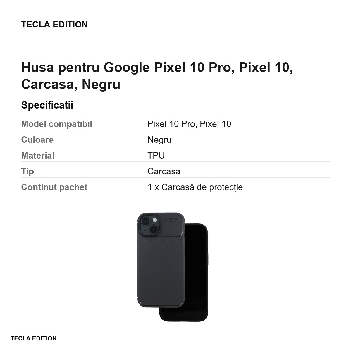 Husa Carbon Black pentru Google Pixel 10 Pro, Pixel 10, Carcasa, Negru [3]