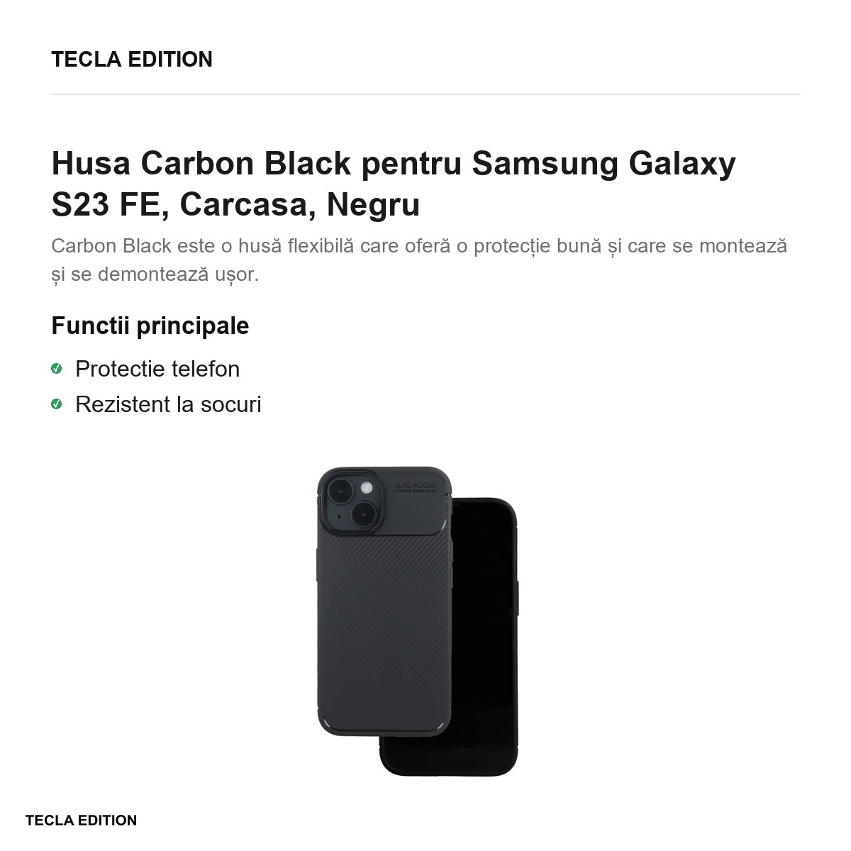 Husa Carbon Black pentru Samsung Galaxy S23 FE, Carcasa, Negru [2]