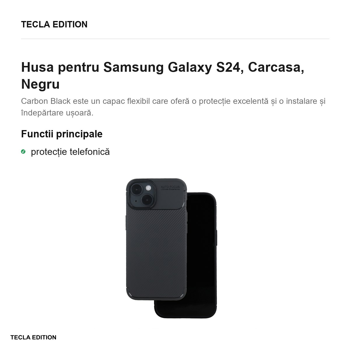 Husa Carbon Black pentru Samsung Galaxy S24, Carcasa, Negru [2]