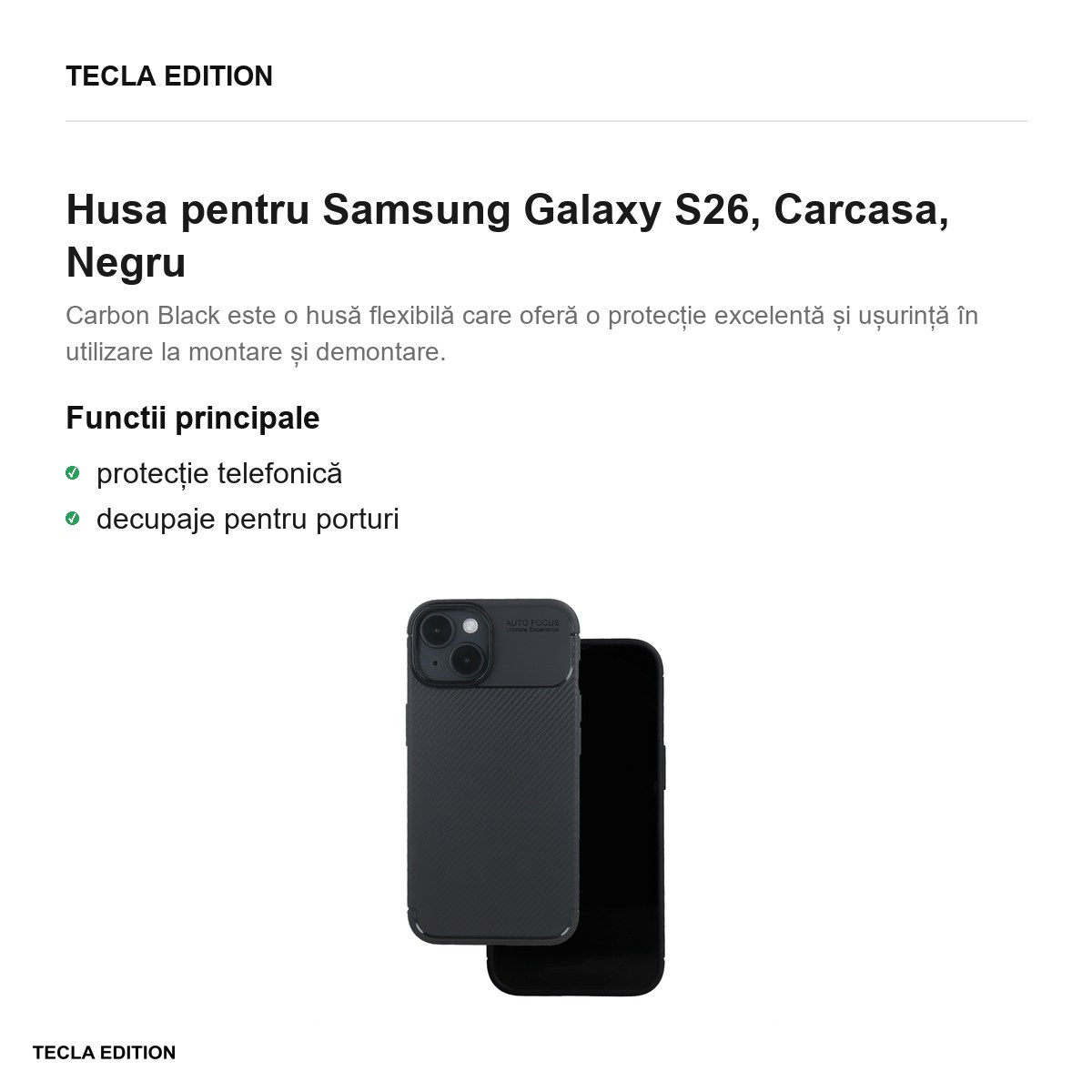 Husa Carbon Black pentru Samsung Galaxy S26, Carcasa, Negru [2]