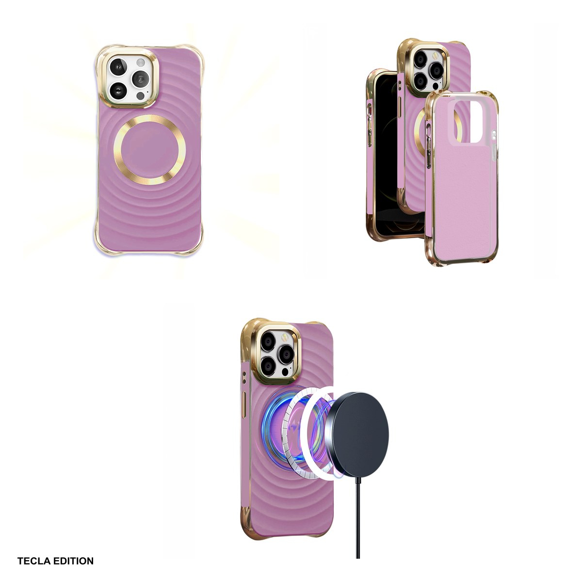 Husa Circle Glam Mag pentru Apple iPhone 14 Pro, Carcasa magnetica, Mov [4]