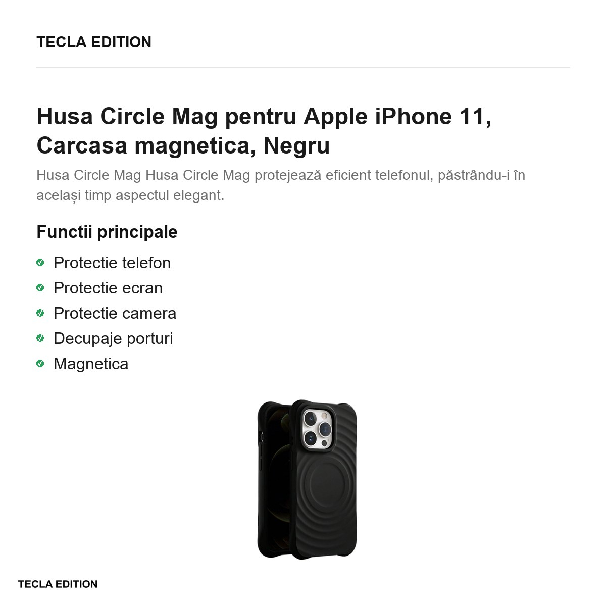 Husa Circle Mag pentru Apple iPhone 11, Carcasa magnetica, Negru [2]