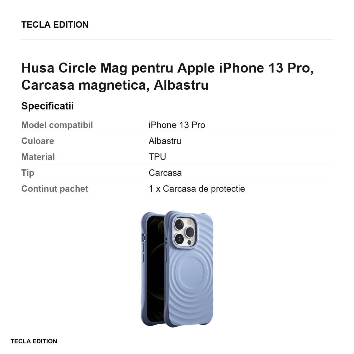 Husa Circle Mag pentru Apple iPhone 13 Pro, Carcasa magnetica, Albastru [3]