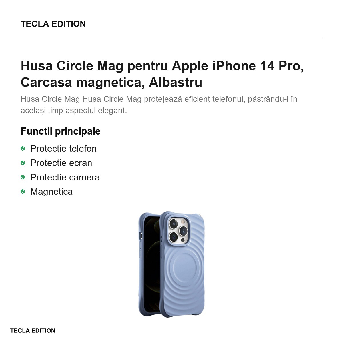 Husa Circle Mag pentru Apple iPhone 14 Pro, Carcasa magnetica, Albastru [2]