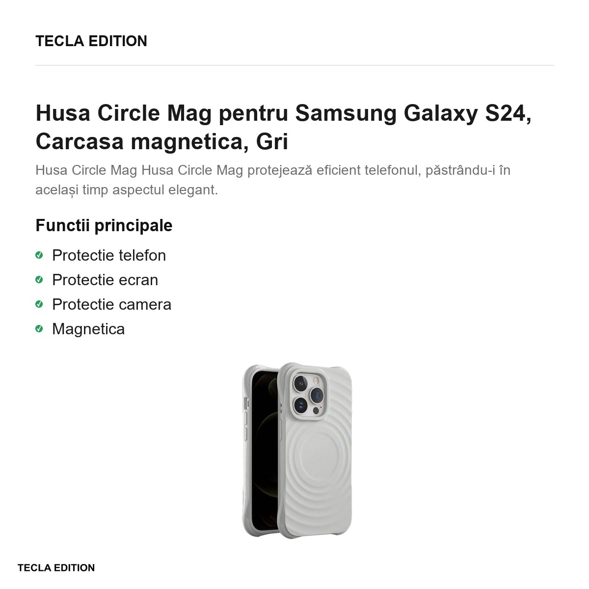 Husa Circle Mag pentru Samsung Galaxy S24, Carcasa magnetica, Gri [2]