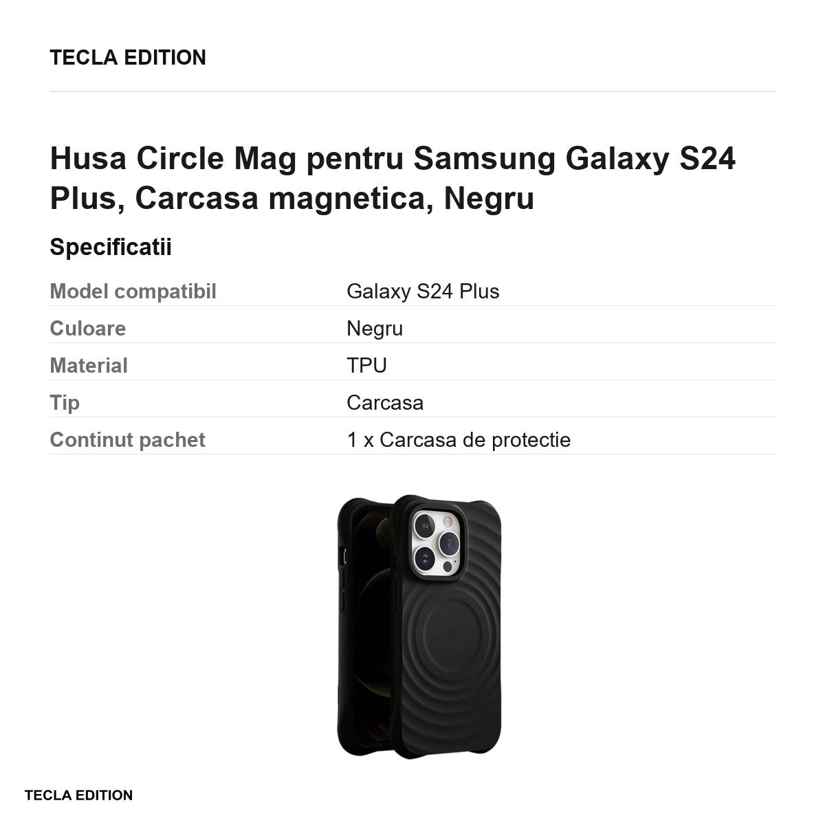 Husa Circle Mag pentru Samsung Galaxy S24 Plus, Carcasa magnetica, Negru [3]