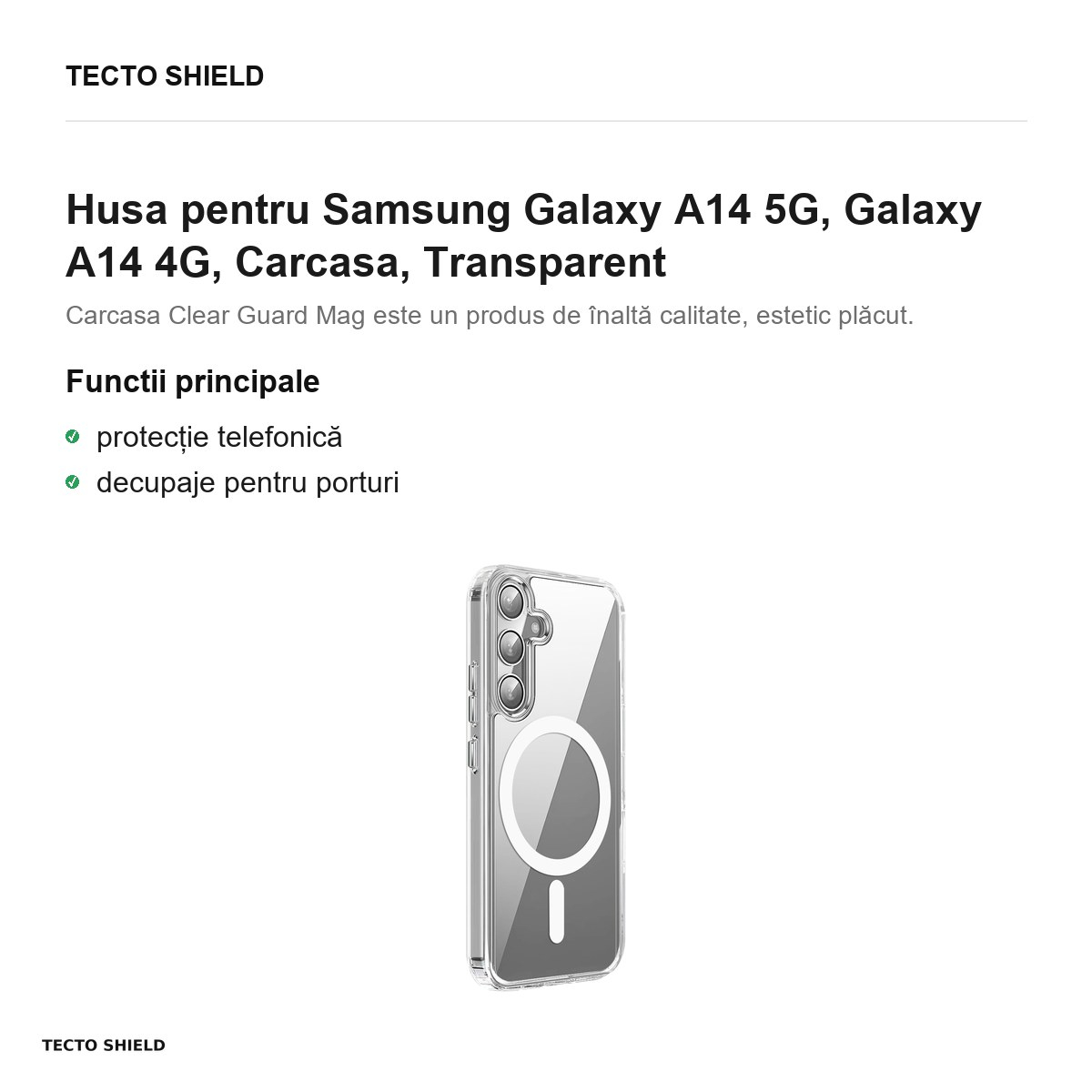 Husa Clear Guard Mag pentru Samsung Galaxy A14 5G, Galaxy A14 4G, Carcasa, Transparent [2]