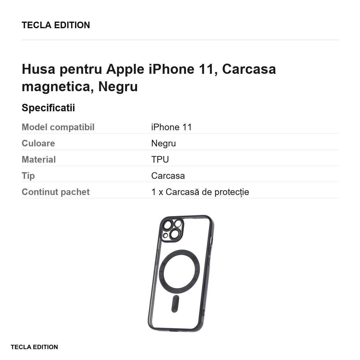 Husa Color Chrome Mag pentru Apple iPhone 11, Carcasa magnetica, Negru [3]