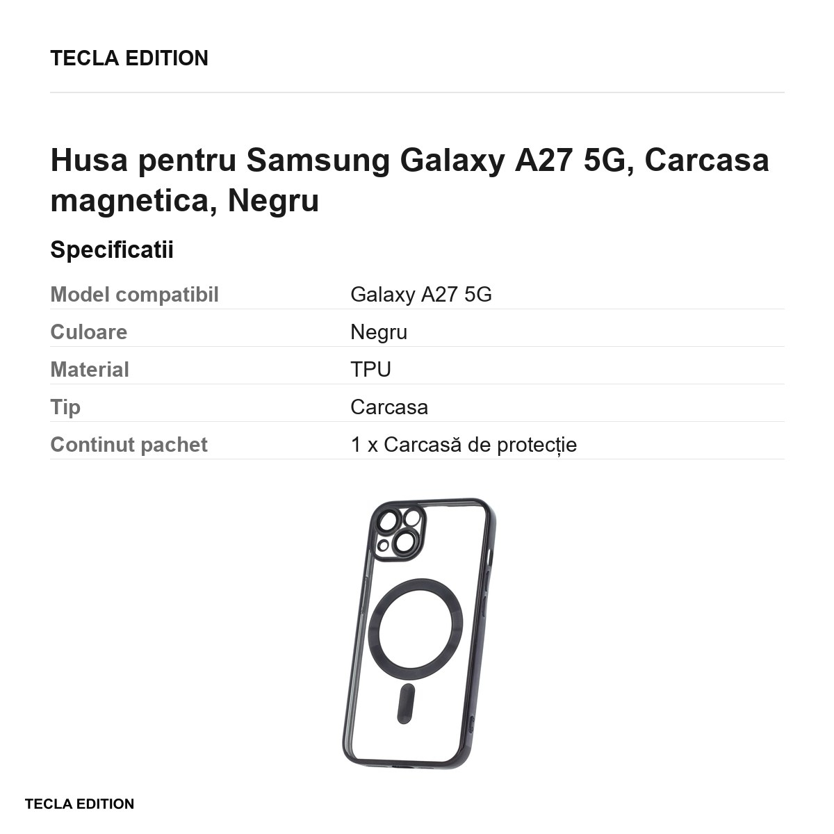 Husa Color Chrome Mag pentru Samsung Galaxy A27 5G, Carcasa magnetica, Negru [3]