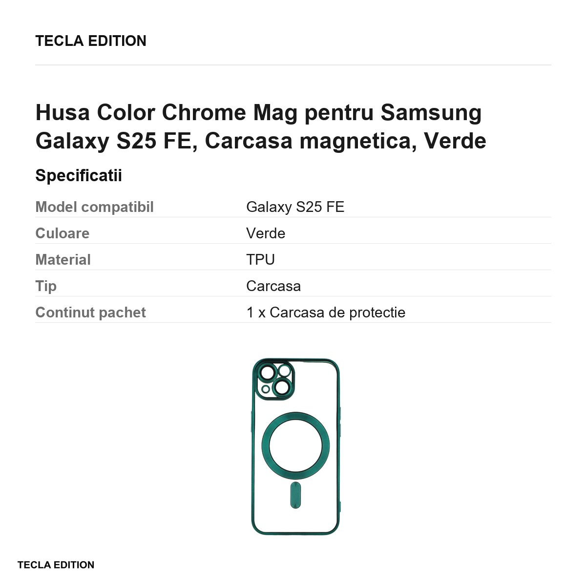 Husa Color Chrome Mag pentru Samsung Galaxy S25 FE, Carcasa magnetica, Verde [3]