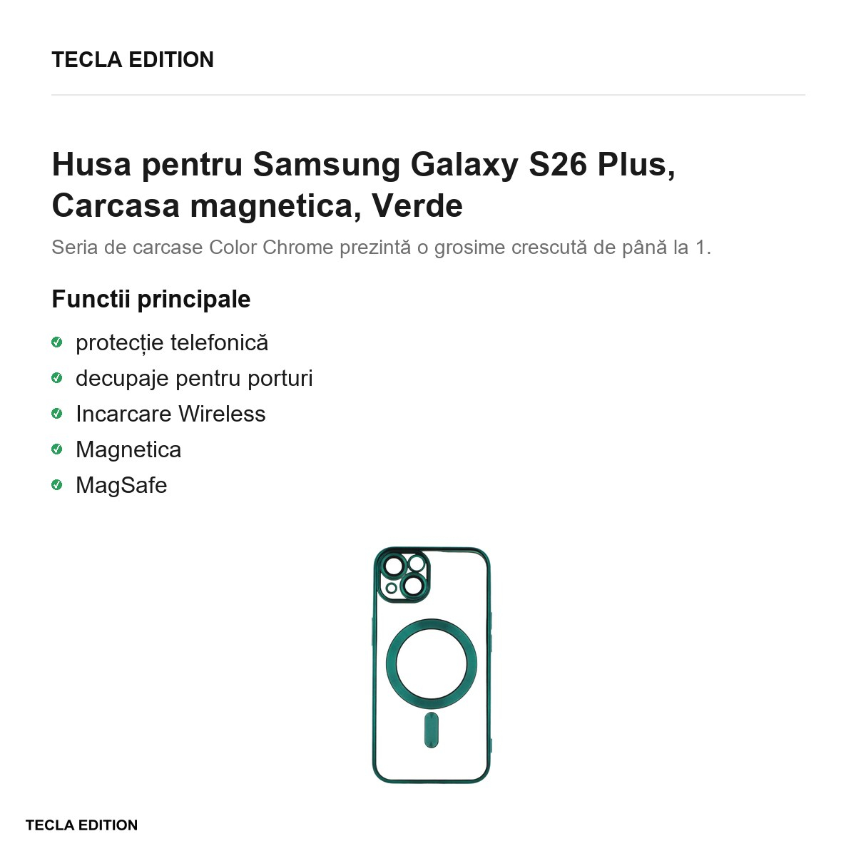 Husa Color Chrome Mag pentru Samsung Galaxy S26 Plus, Carcasa magnetica, Verde [2]