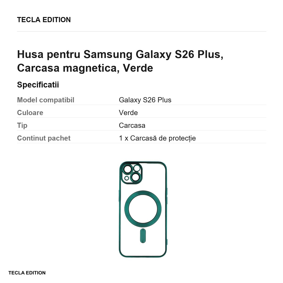Husa Color Chrome Mag pentru Samsung Galaxy S26 Plus, Carcasa magnetica, Verde [3]