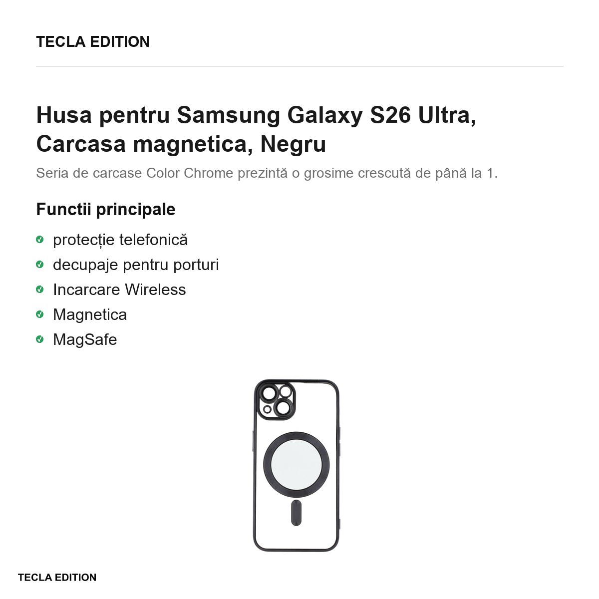 Husa Color Chrome Mag pentru Samsung Galaxy S26 Ultra, Carcasa magnetica, Negru [2]