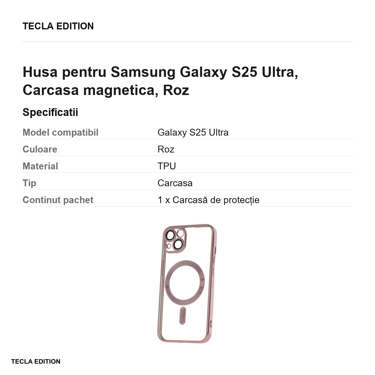 Husa Color Chrome Mag rose pentru Samsung Galaxy S25 Ultra, Carcasa magnetica, Roz [3]