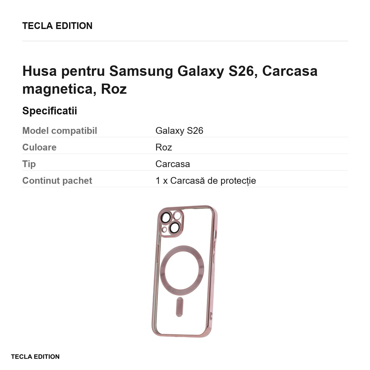 Husa Color Chrome Mag rose pentru Samsung Galaxy S26, Carcasa magnetica, Rose Gold Metallic [3]