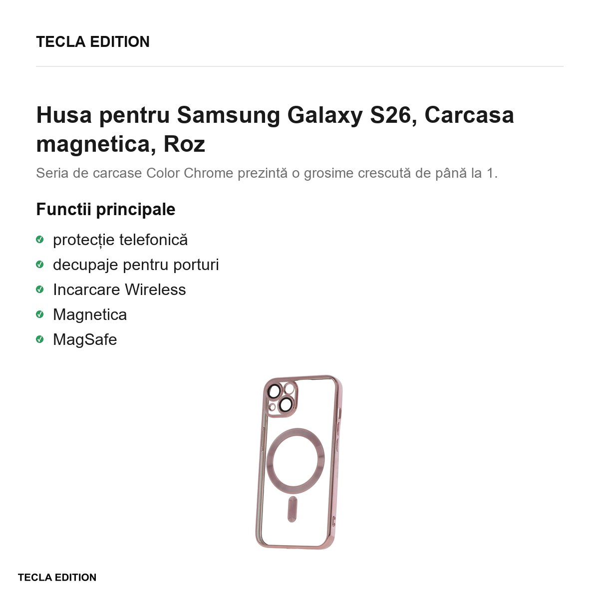 Husa Color Chrome Mag rose pentru Samsung Galaxy S26, Carcasa magnetica, Rose Gold Metallic [2]