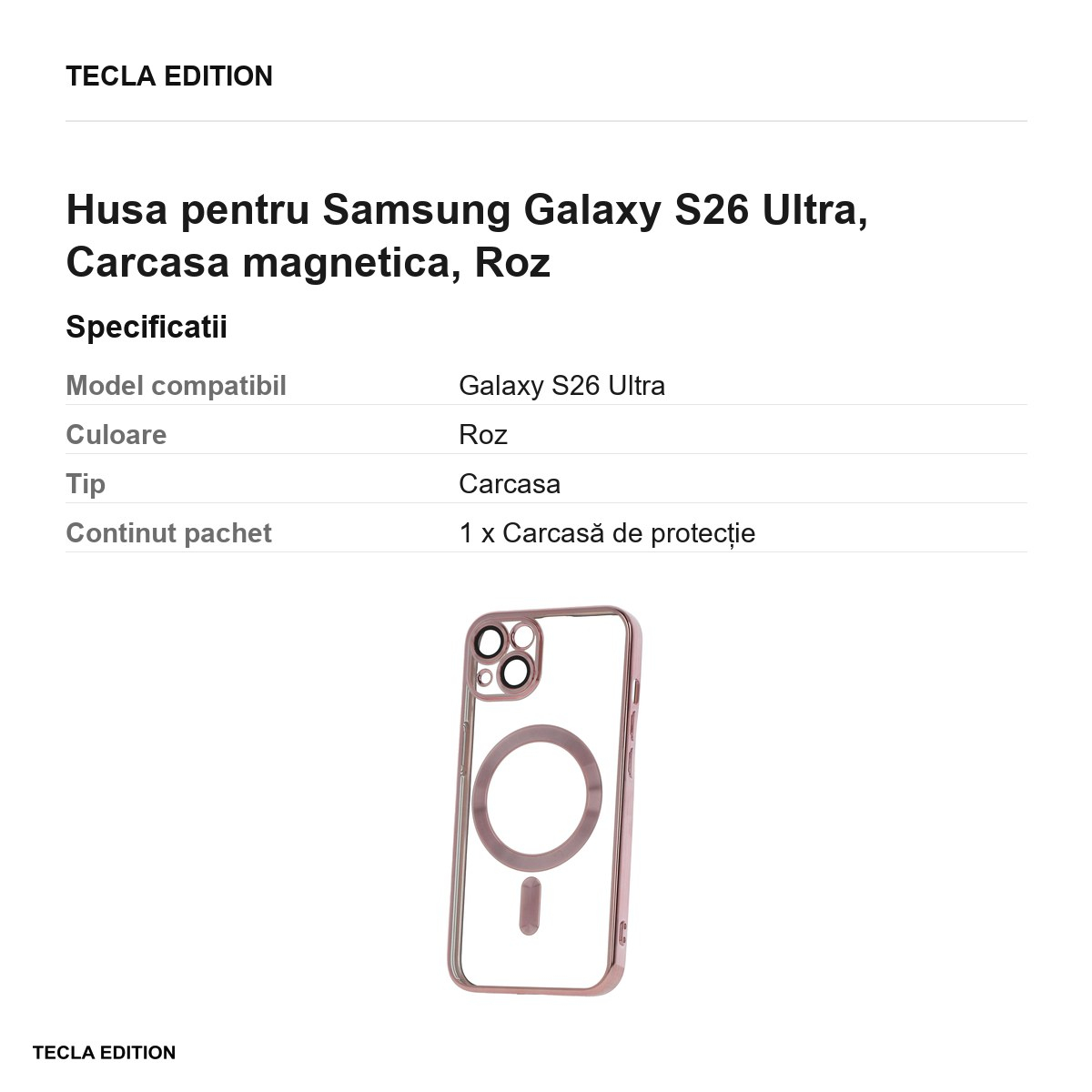 Husa Color Chrome Mag rose pentru Samsung Galaxy S26 Ultra, Carcasa magnetica, Rose Gold Metallic [3]