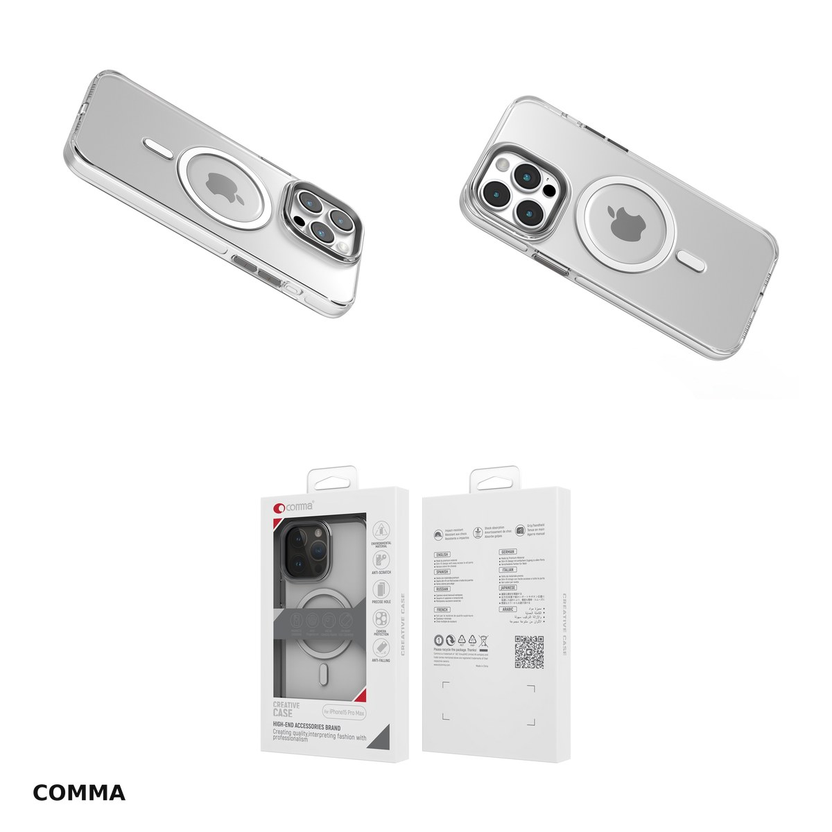 Husa Comma Crystal Mag pentru Apple iPhone 15 Plus, Carcasa magnetica, Transparent [4]