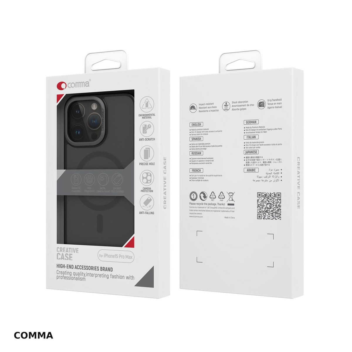 Husa Comma Joy Elegant Mag pentru Apple iPhone 15 Plus, Carcasa magnetica, Gri [4]