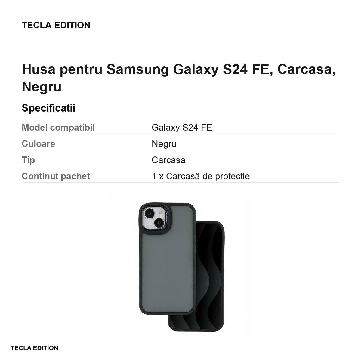 Husa Crystal Black pentru Samsung Galaxy S24 FE, Carcasa, Negru [3]