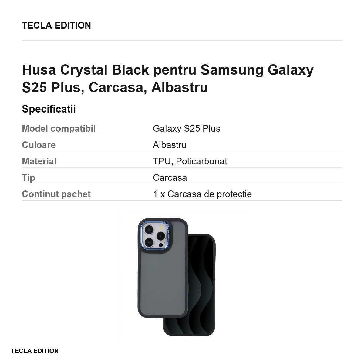 Husa Crystal Black pentru Samsung Galaxy S25 Plus, Carcasa, Albastru [3]