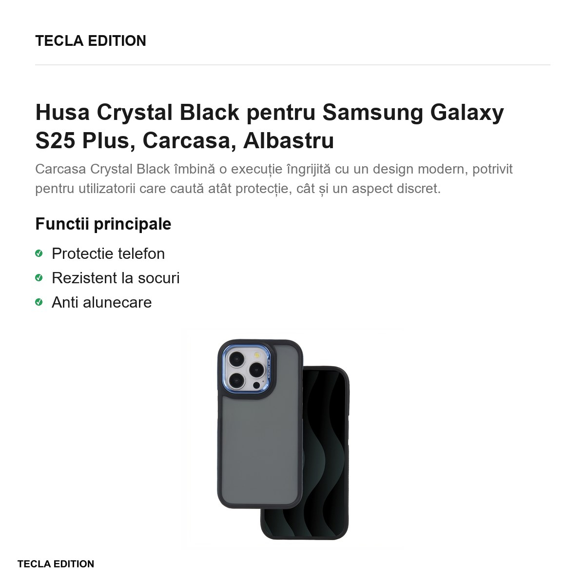 Husa Crystal Black pentru Samsung Galaxy S25 Plus, Carcasa, Albastru [2]