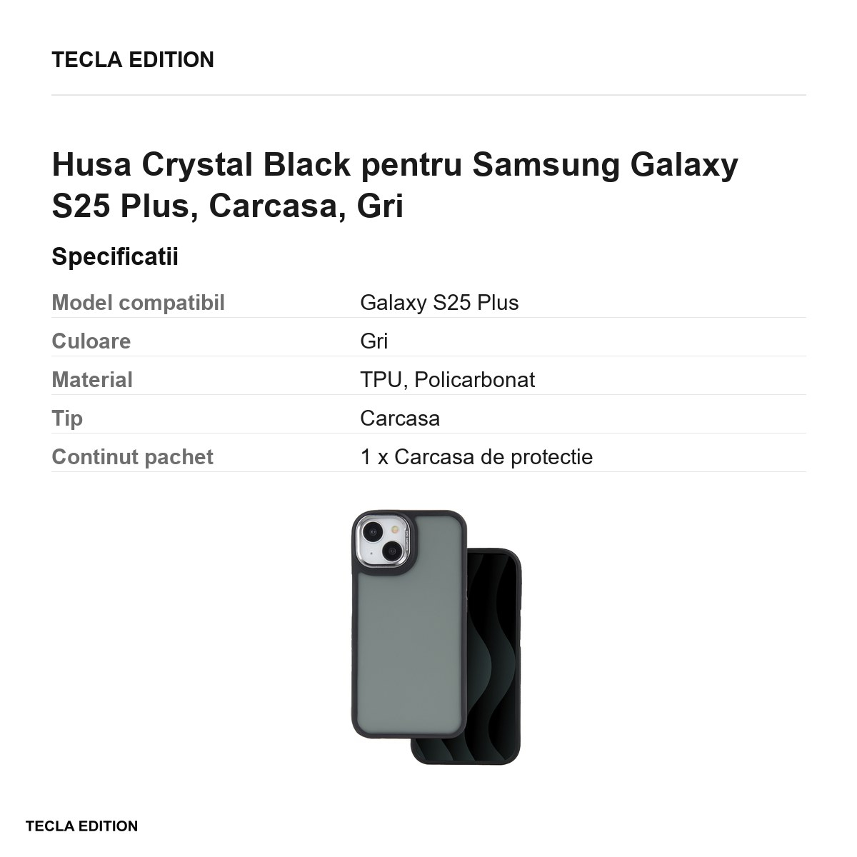 Husa Crystal Black pentru Samsung Galaxy S25 Plus, Carcasa, Gri [3]