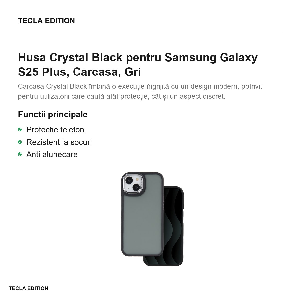 Husa Crystal Black pentru Samsung Galaxy S25 Plus, Carcasa, Gri [2]