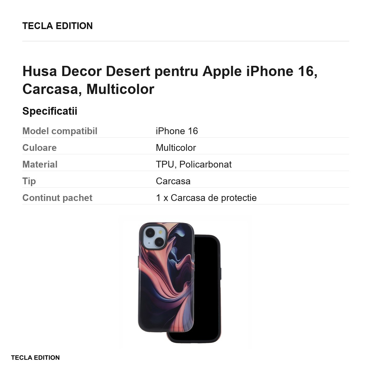 Husa Decor Desert pentru Apple iPhone 16, Carcasa, Multicolor [3]