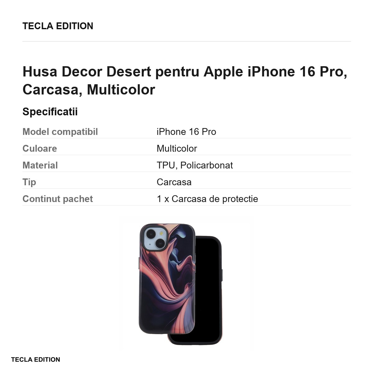 Husa Decor Desert pentru Apple iPhone 16 Pro, Carcasa, Multicolor [3]