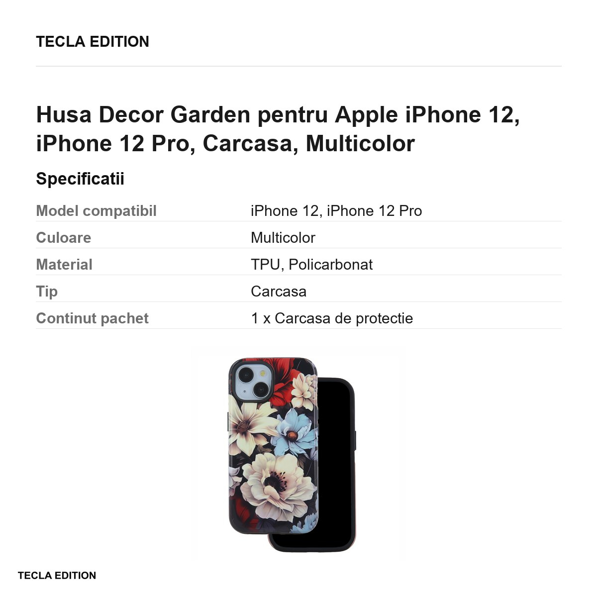 Husa Decor Garden pentru Apple iPhone 12, iPhone 12 Pro, Carcasa, Multicolor [3]