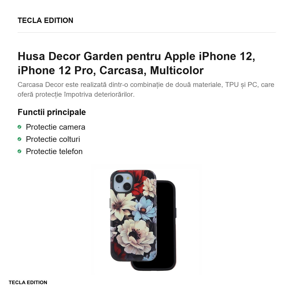Husa Decor Garden pentru Apple iPhone 12, iPhone 12 Pro, Carcasa, Multicolor [2]