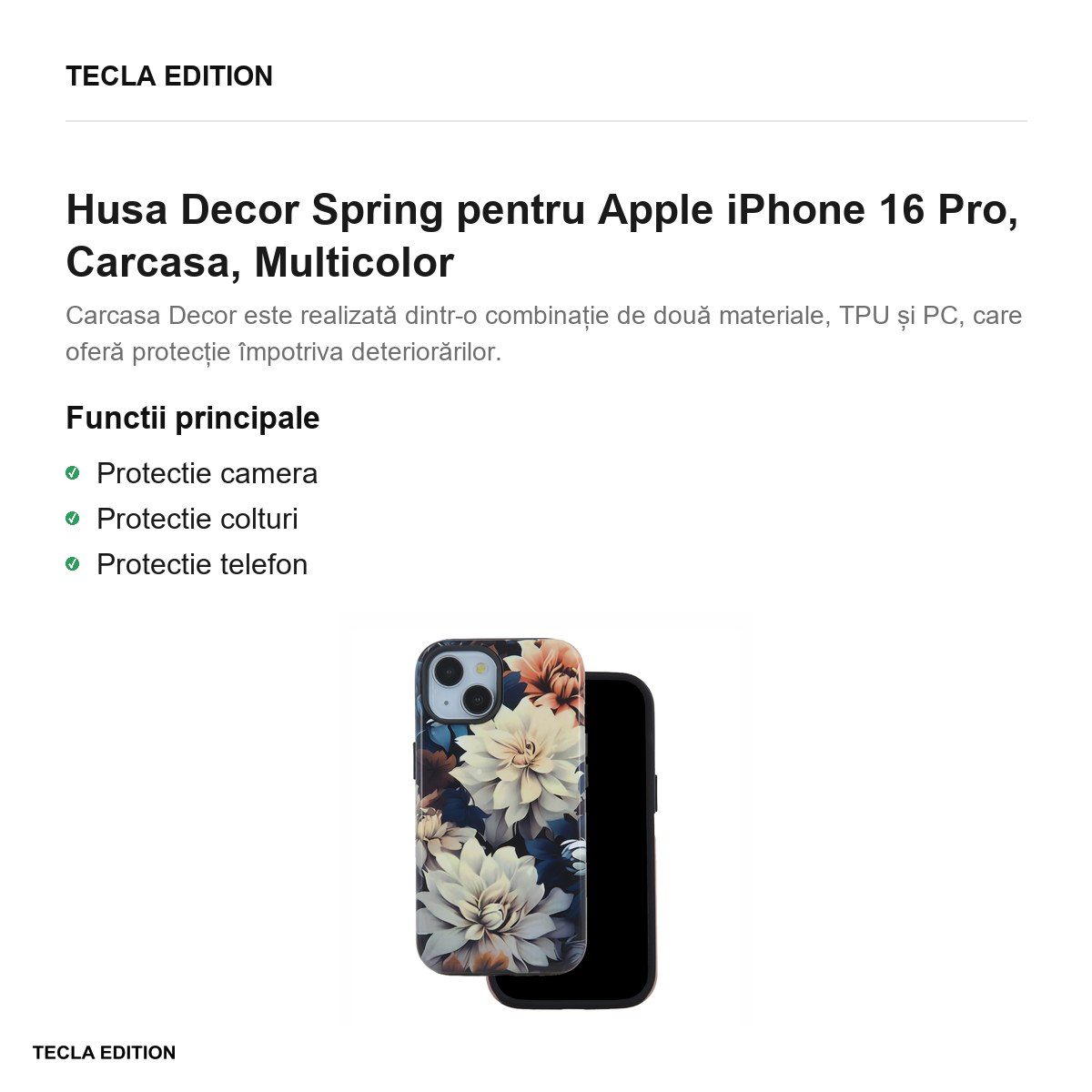 Husa Decor Spring pentru Apple iPhone 16 Pro, Carcasa, Multicolor [2]