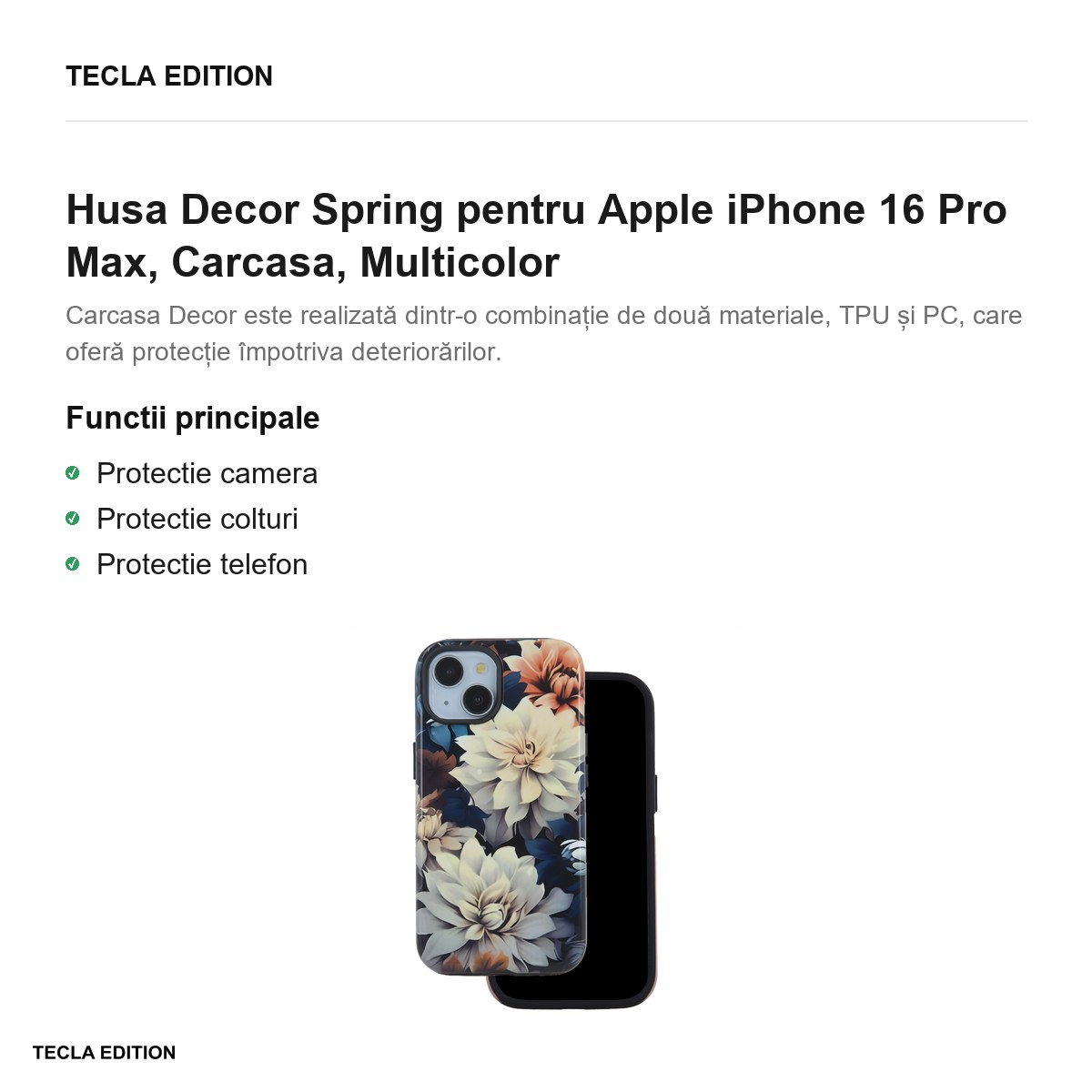 Husa Decor Spring pentru Apple iPhone 16 Pro Max, Carcasa, Multicolor [2]