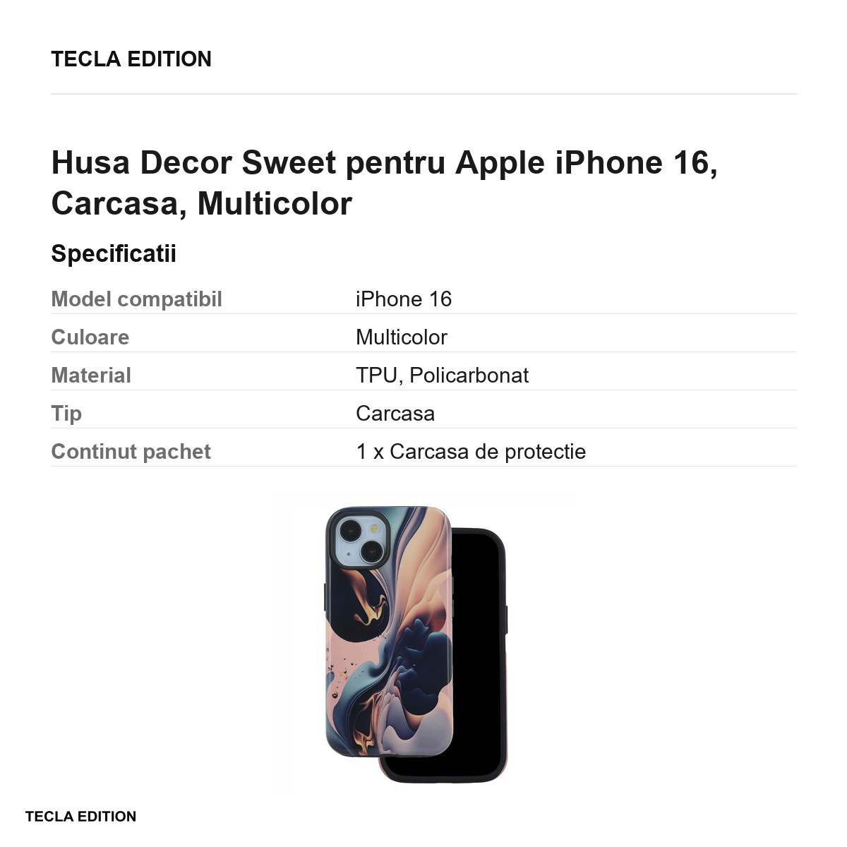 Husa Decor Sweet pentru Apple iPhone 16, Carcasa, Multicolor [3]