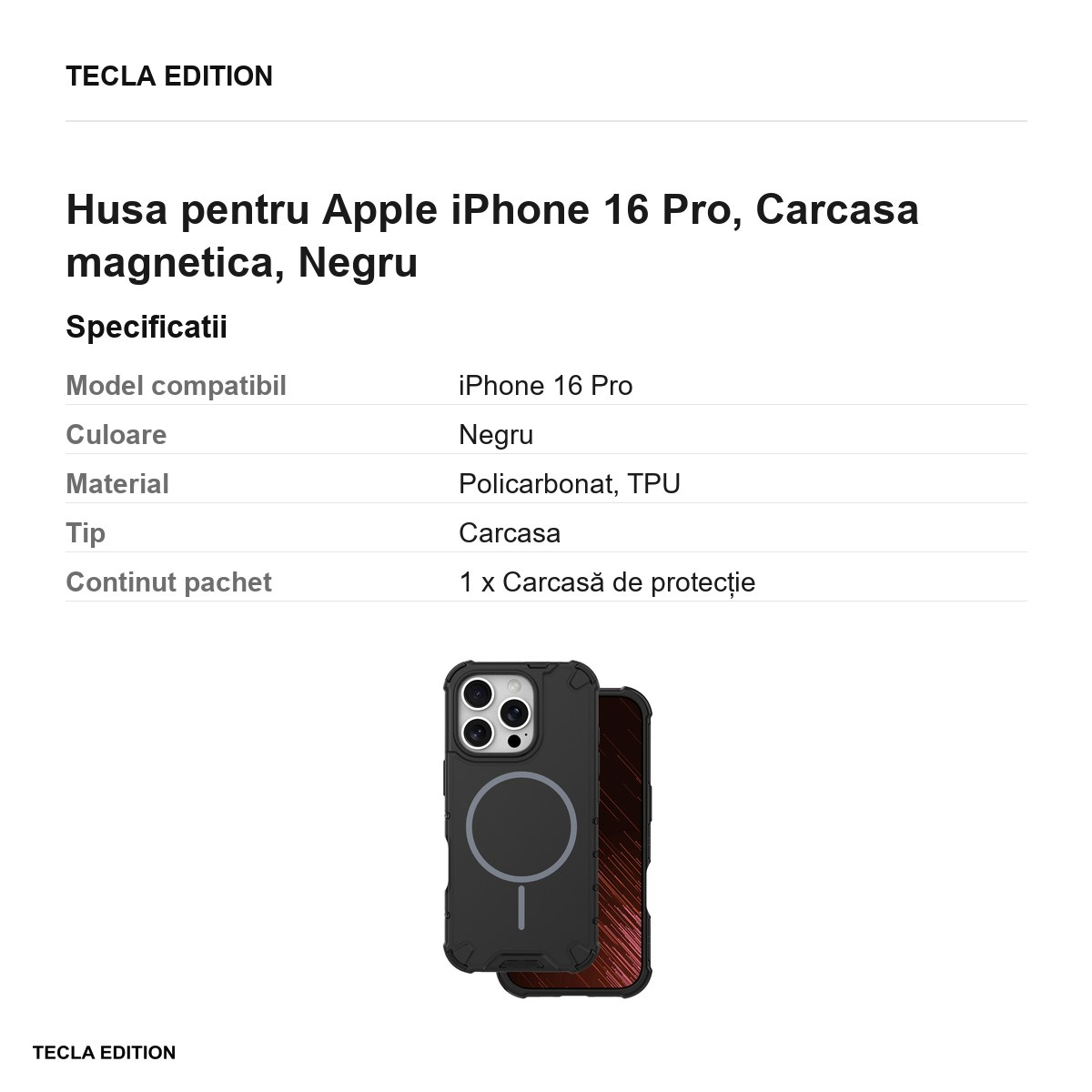 Husa Defender 2in1 Mag pentru Apple iPhone 16 Pro, Carcasa magnetica, Negru [3]