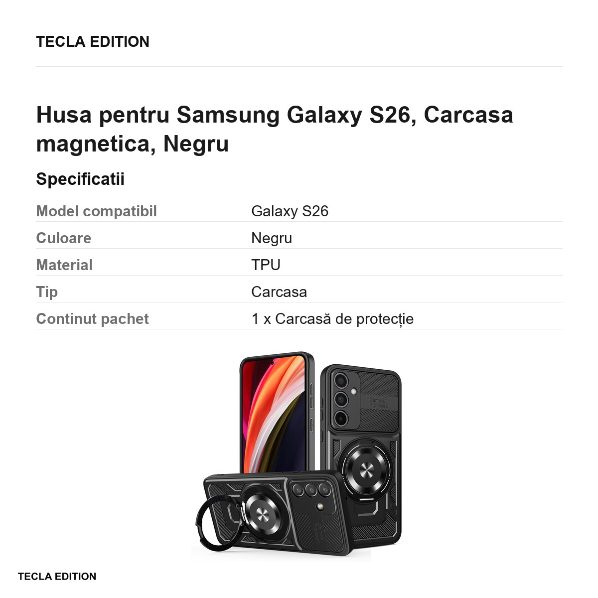Husa Defender Armor Mag pentru Samsung Galaxy S26, Carcasa magnetica, Negru [3]