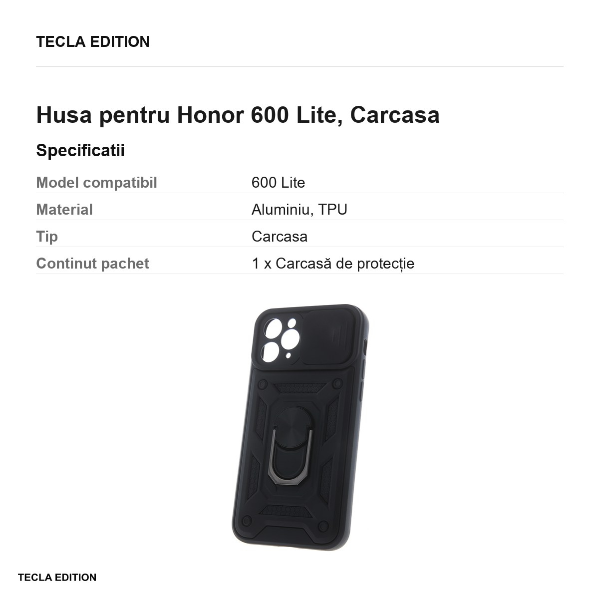 Husa Defender Slide pentru Honor 600 Lite, Carcasa magnetica, Negru [3]