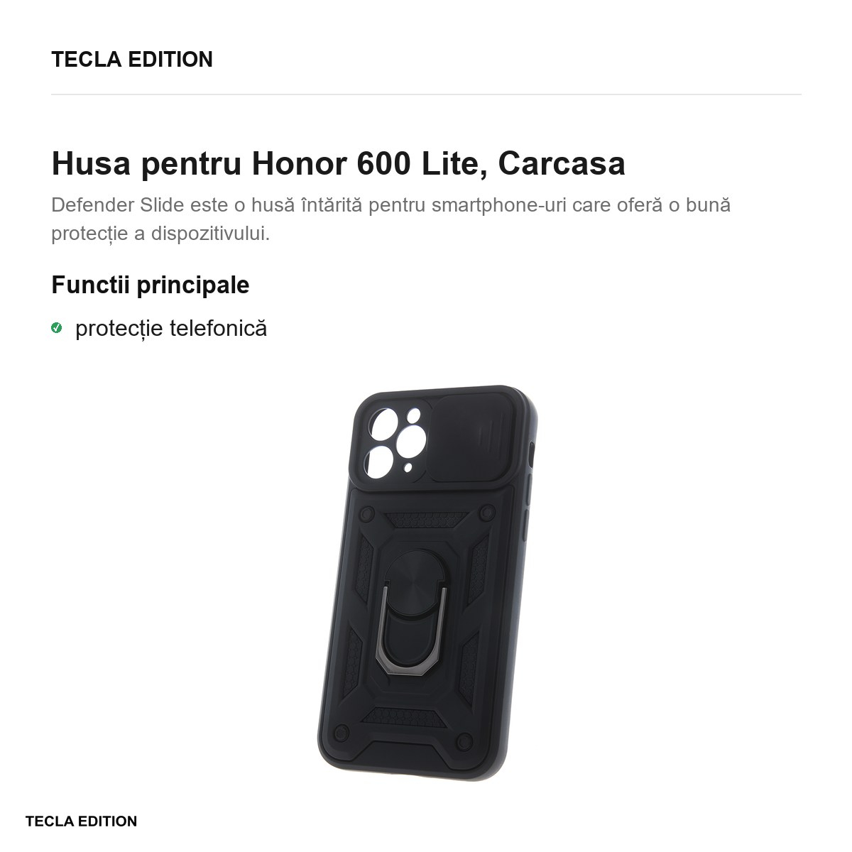 Husa Defender Slide pentru Honor 600 Lite, Carcasa magnetica, Negru [2]