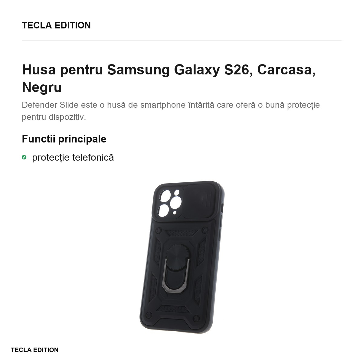 Husa Defender Slide pentru Samsung Galaxy S26, Carcasa magnetica, Negru [2]