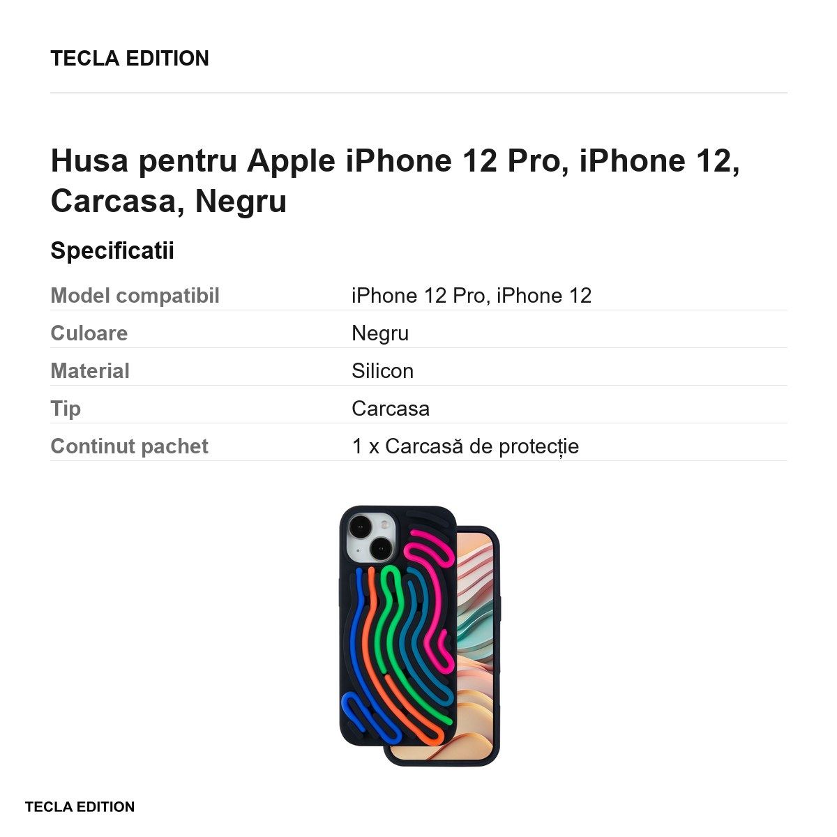 Husa DIY Snake pentru Apple iPhone 12 Pro, iPhone 12, Carcasa, Negru [6]