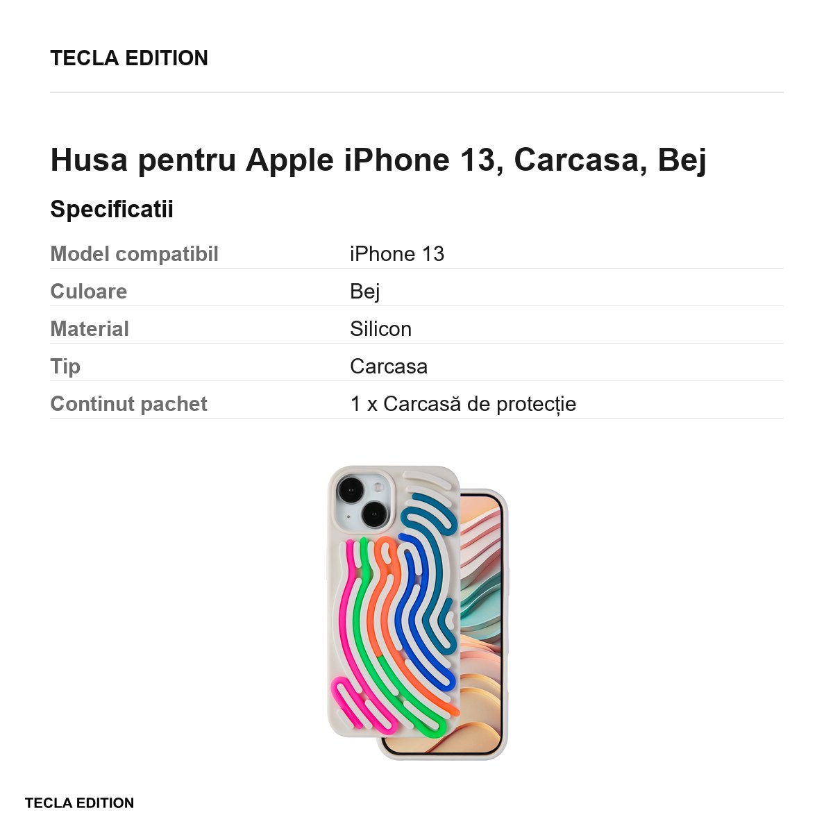 Husa DIY Snake pentru Apple iPhone 13, Carcasa, Bej [6]