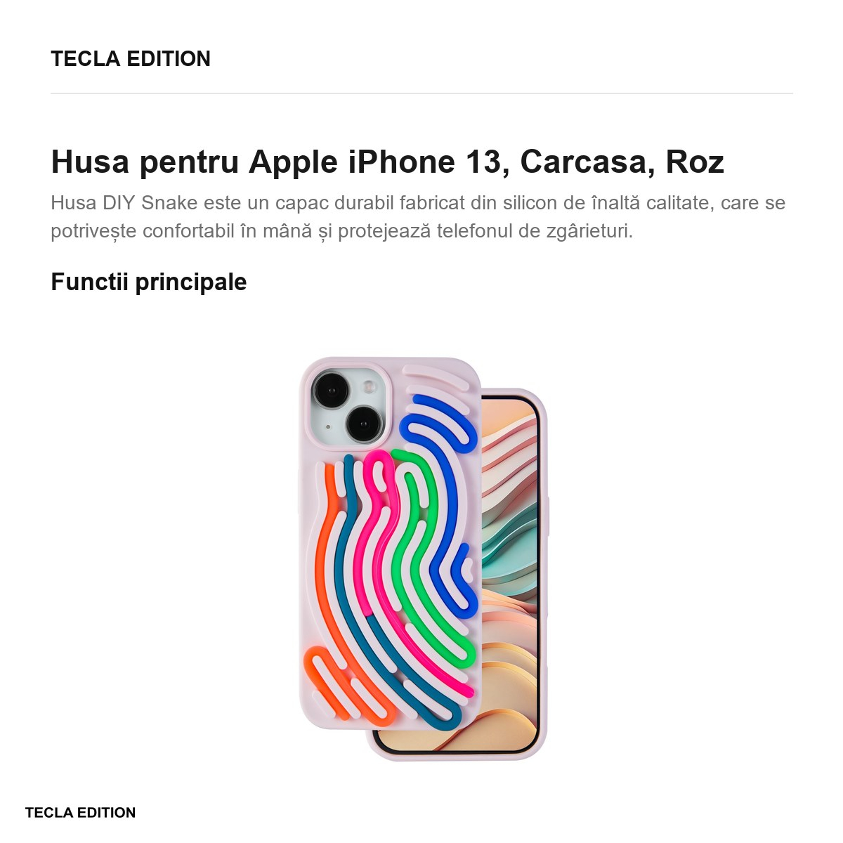 Husa DIY Snake pentru Apple iPhone 13, Carcasa, Roz [3]